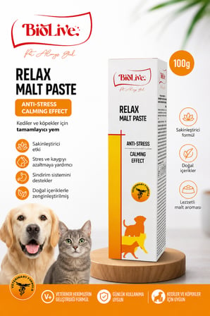 BioLive Relax Malt Paste Kedi ve Köpekler İçin Anti-Stress Malt Macunu 100 gr