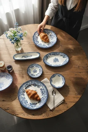 Akayev Porselen Vintage Blue 20 Parça Kahvaltı Takımı