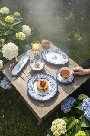 Akayev Porselen Vintage Blue 20 Parça Kahvaltı Takımı