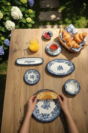Akayev Porselen Vintage Blue 20 Parça Kahvaltı Takımı