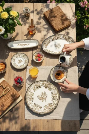 Akayev Porselen Vintage Brown 20 Parça Kahvaltı Takımı