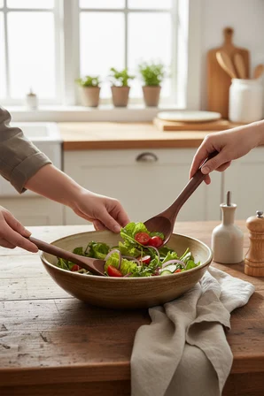 akayev akasya 2li salata kaşık seti