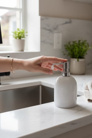 Akayev Mermer Beyaz Gümüş Banyo, Mutfak Sıvı Sabunluk