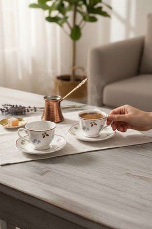 Akayev Petite Fleur 6lı Porselen Kahve Fincan Seti