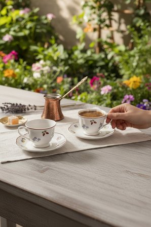 Akayev Petite Fleur 6lı Porselen Kahve Fincan Seti