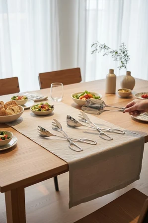 Akayev Aurea 3lü Premium Çelik Pasta Salata Makarna Maşa Takımı