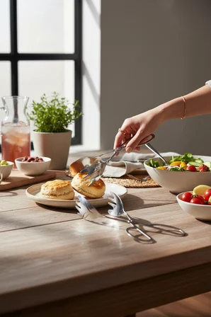 Akayev Aurea 3lü Premium Çelik Pasta Salata Makarna Maşa Takımı