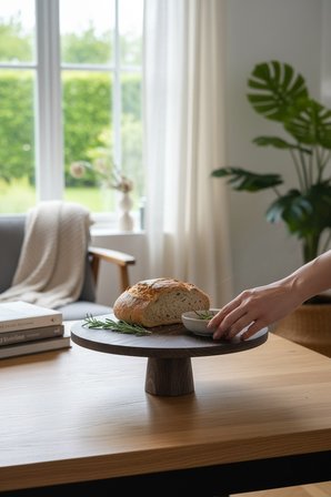 Akayev Ahşap Konik Ayaklı 26.5 Cm Yuvarlak Sunumluk