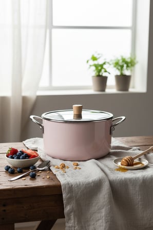 Akayev Emaye 23 Cm Pro Kızartma ve Yoğurt Tenceresi Pembe