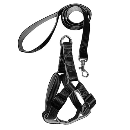 Gezdirme Kayışlı Dokuma Köpek Göğüs Tasma Seti 40*60-110 cm Siyah