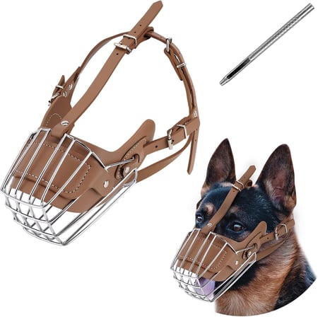 Karamel Pet Metal Deri Köpek Ağızlığı M 33 cm