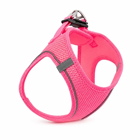 Nefes Alan Kumaş Air Mesh Kedi Köpek Göğüs Tasması X Small 32x36 cm Neon Pembe
