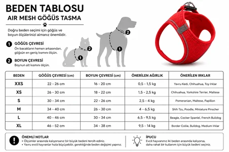 Nefes Alan Kumaş Air Mesh Kedi Köpek Göğüs Tasması X Small 32x36 cm Neon Pembe