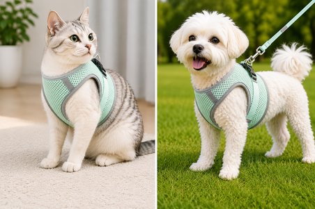 Nefes Alan Kumaş Air Mesh Kedi Köpek Göğüs Tasması Small 36x44 cm Gri