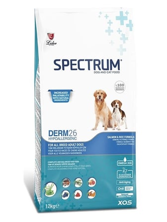 Spectrum Derm 26 Hypo-Allergenic Deri Hassasiyeti için Somonlu Yetişkin Köpek Maması 12kg