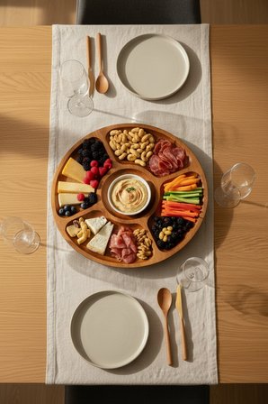 Akayev Akasya 5 Bölmeli 30 cm Dönerli Sunum Tabağı