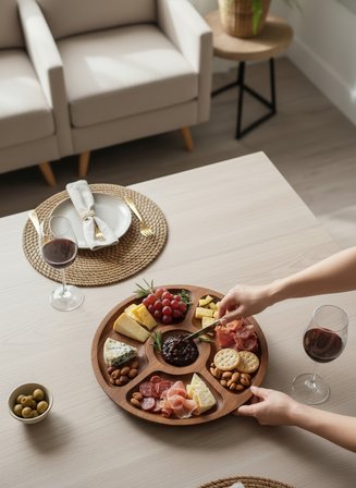 Akayev Akasya 5 Bölmeli 25 cm Dönerli Sunum Tabağı