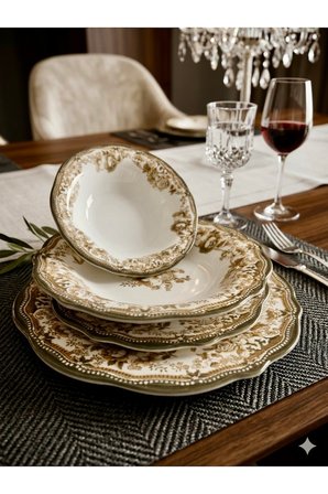 Porser Velour Brown Fulya Yemek Seti 24 parça