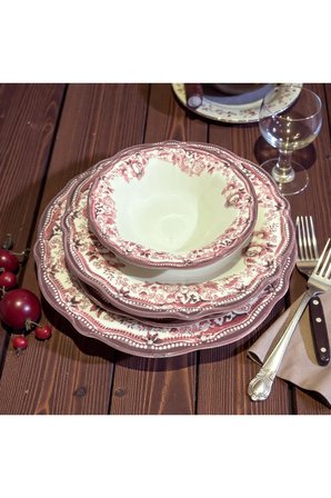 Porser Velour Maroon Fulya Yemek Seti 24 parça
