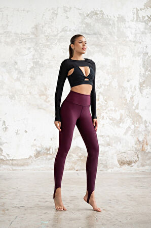 Topukdan Geçmeli Spor Tayt Fitness Ekstra Yüksek Bel