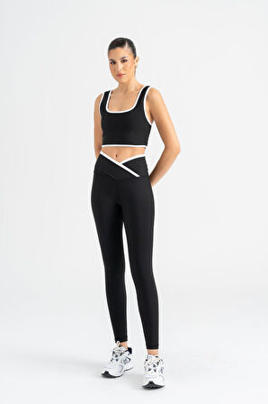 Ve Bel Dar Kesim Kontrast Spor Tayt