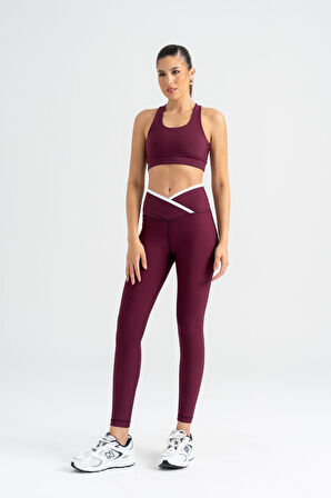 Ve Bel Dar Kesim Kontrast Spor Tayt