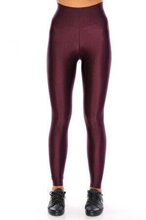 Yeni Sezon EKSTRA Yüksek Bel Parlak Disco Tayt Mürdüm-L