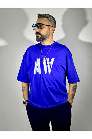 Aw Baskılı Oversize Erkek T-Shirt