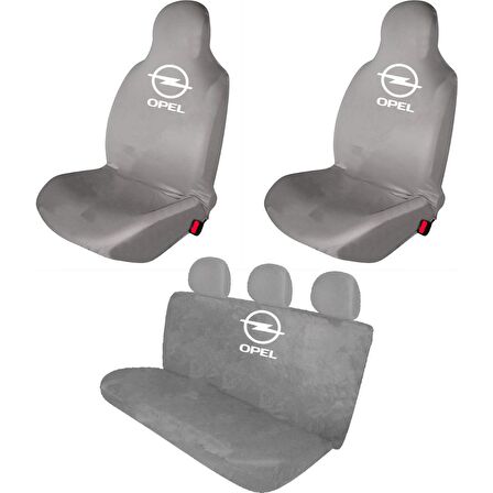 Opel Vectra Penye Oto Koltuk Kılıfı - Marka Logo Baskılı - Gri