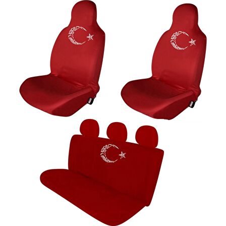 Tofaş Şahin Penye Oto Koltuk Kılıfı - Ay Yıldız Baskılı - Kırmızı
