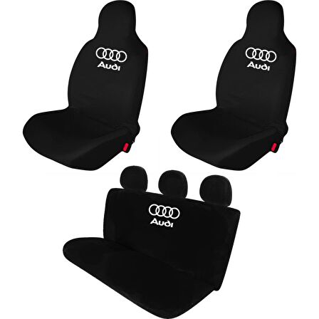Audi Q5 Penye Oto Koltuk Kılıfı - Marka Logo Baskılı - Siyah