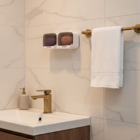 BUFFER Duvara Monte İkili Kapaklı Plastik Katı Sabunluk Organizer – Banyo & Mutfak İçin Yapışkanlı Sabun Kutusu ve Düzenleyici