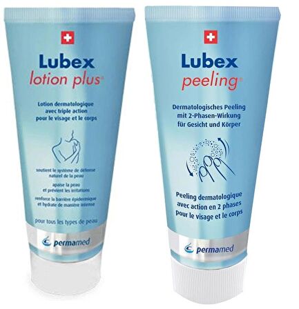 Lubex Set 3 - Lubex Lotion Plus Yüz ve Vücut Losyonu 200ml- Lubex Yüz ve Vücut Peelingi 100ml