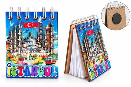 Premium Hediyelik Hatıralık Hatıra Ürünü İstanbul Temalı Ahşap Magnetli Not Defteri