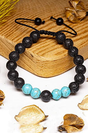 Sertifikalı Aaa+ Firuze Lav Taşı Doğal Taş Bileklik Seti