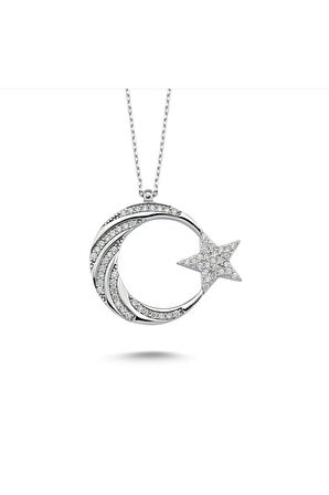 Modahilye 925 Ayar Gümüş Ayyıldız Kolye