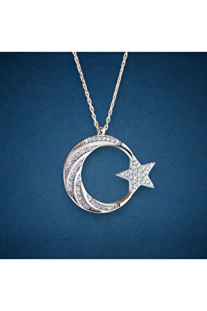 Modahilye 925 Ayar Gümüş Ayyıldız Kolye