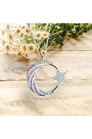 Modahilye 925 Ayar Gümüş Ayyıldız Kolye