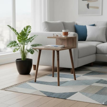 Retro Pikap Standı Atlantic Pine Renk Konik Ayaklı Plak Çalar Masası Raflı LP Plak Saklama 62*45*30 cm