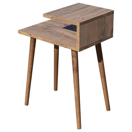 Retro Pikap Standı Atlantic Pine Renk Konik Ayaklı Plak Çalar Masası Raflı LP Plak Saklama 62*45*30 cm