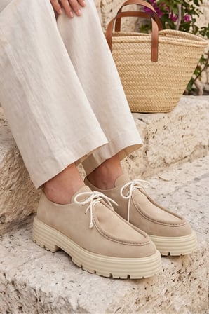 Westtowest %100 Hakiki Süet Kalın Tabanlı Casual Kadın Ayakkabı Loafer