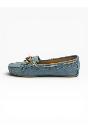 Kadın Jeans Loafer Renkli Boncuk Detaylı Günlük Ayakkabı