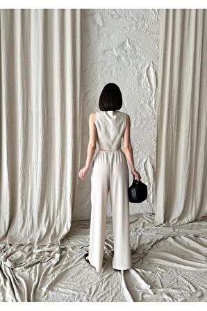 Beli ayarlanabilir, lastikli  yüksek bel pantolon