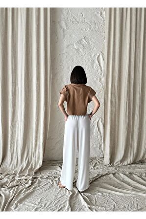 Beli ayarlanabilir, lastikli  yüksek bel pantolon