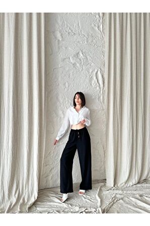 Beli ayarlanabilir, lastikli  yüksek bel pantolon