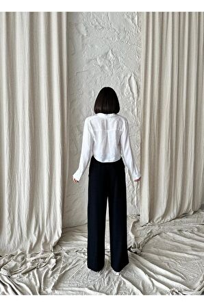 Beli ayarlanabilir, lastikli  yüksek bel pantolon