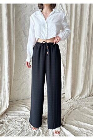 Beli ayarlanabilir, lastikli  yüksek bel pantolon