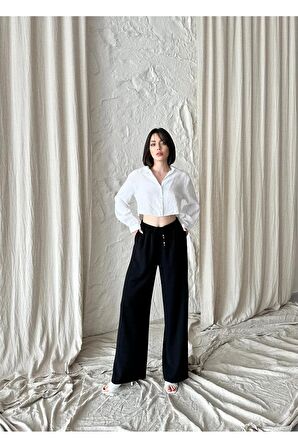 Beli ayarlanabilir, lastikli  yüksek bel pantolon