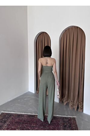 Dokulu bluz ve pantolon takım