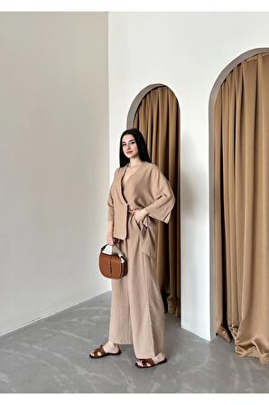 Düğme detaylı İki parça tasarım takım